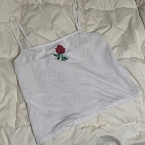 White Square Neck Brandy Rose Tank Top